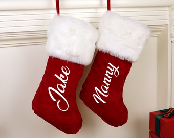 Personalized Traditional Red Stockings with Name,Custom Family Christmas Stockings Tradition Stockings,Holiday Stockings,Holiday Decors