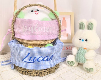 Girl Easter Basket Personalized Easter Basket Liner,Personalized Seersucker Easter Basket Liner with Name,Monogram Basket Liner for Boy Gift
