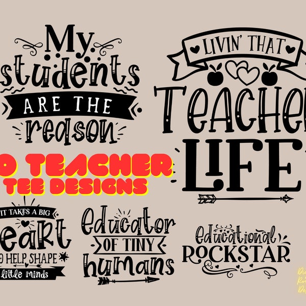 Teacher's Treasure Trove: 10 Inspiring Graphic Designs Bundle for Print on Demand Business Bestseller