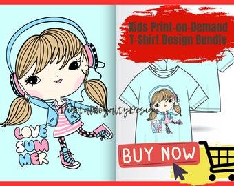Pacote de alegria: designs criativos de camisetas para crianças - pacote de design de camisetas impressas sob demanda