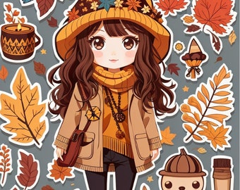 Delícias de Halloween do Boho: pacote de adesivos SVG e PNG | Decoração de temporada para impressão digital | Gráficos da temporada de outono Halloween | Download instantâneo