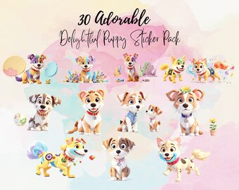 Mais vendidos Whimsical Paws: Pacote de adesivos para cachorrinhos deliciosos - downloads digitais