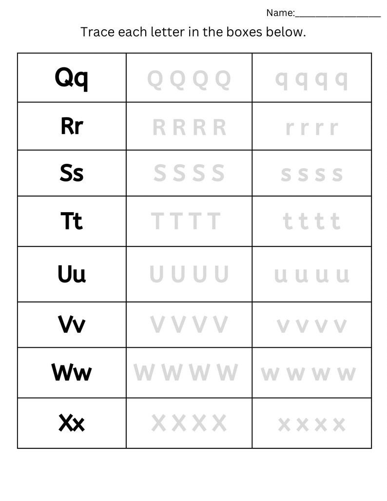 Alphabet Tracing Worksheets Printable - Etsy