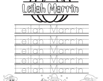 Halloween personalized kids name tracing worksheet