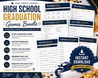 High School Graduation Party Games Bundle | Graduation Games | Class of 2026 | Grad Party Activities | Instant Download | Graduation Bingo