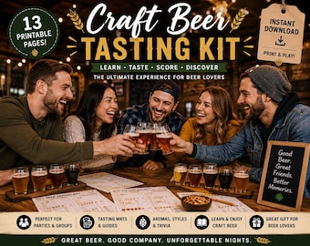 Craft Beer Tasting Kit Printable | Beer Flight Score Sheets, Tasting Journal, Trivia and Beer Guide | Instant PDF Download