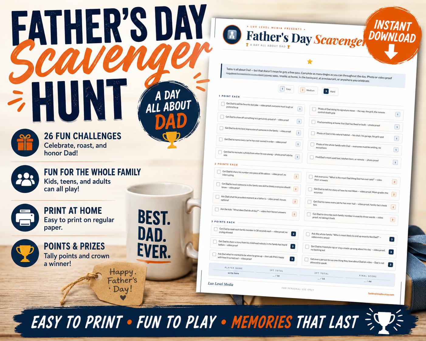 Father's Day Scavenger Hunt | Printable Father's Day Game | Digital ...