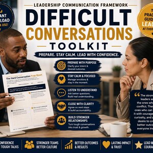 Handleiding voor managers over moeilijke gesprekken, printbaar PDF-werkboek, coaching van medewerkers en conflictoplossing.