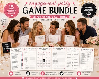 Engagement Party Game Bundle Printable | 15 Fun Games and Activities | Bridal Shower Games | Instant Download PDF