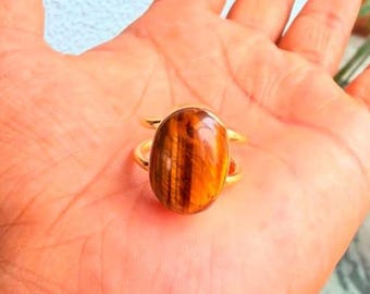Ring aus Messing und Tigerauge im Ethno-Stil, Boho-Ring für Sie