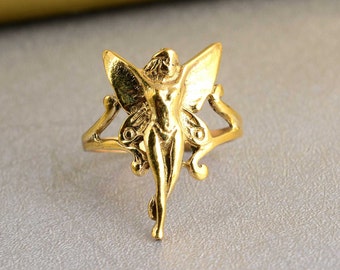 Brass Fairy Ring: Boho Angle Jewelry Gift