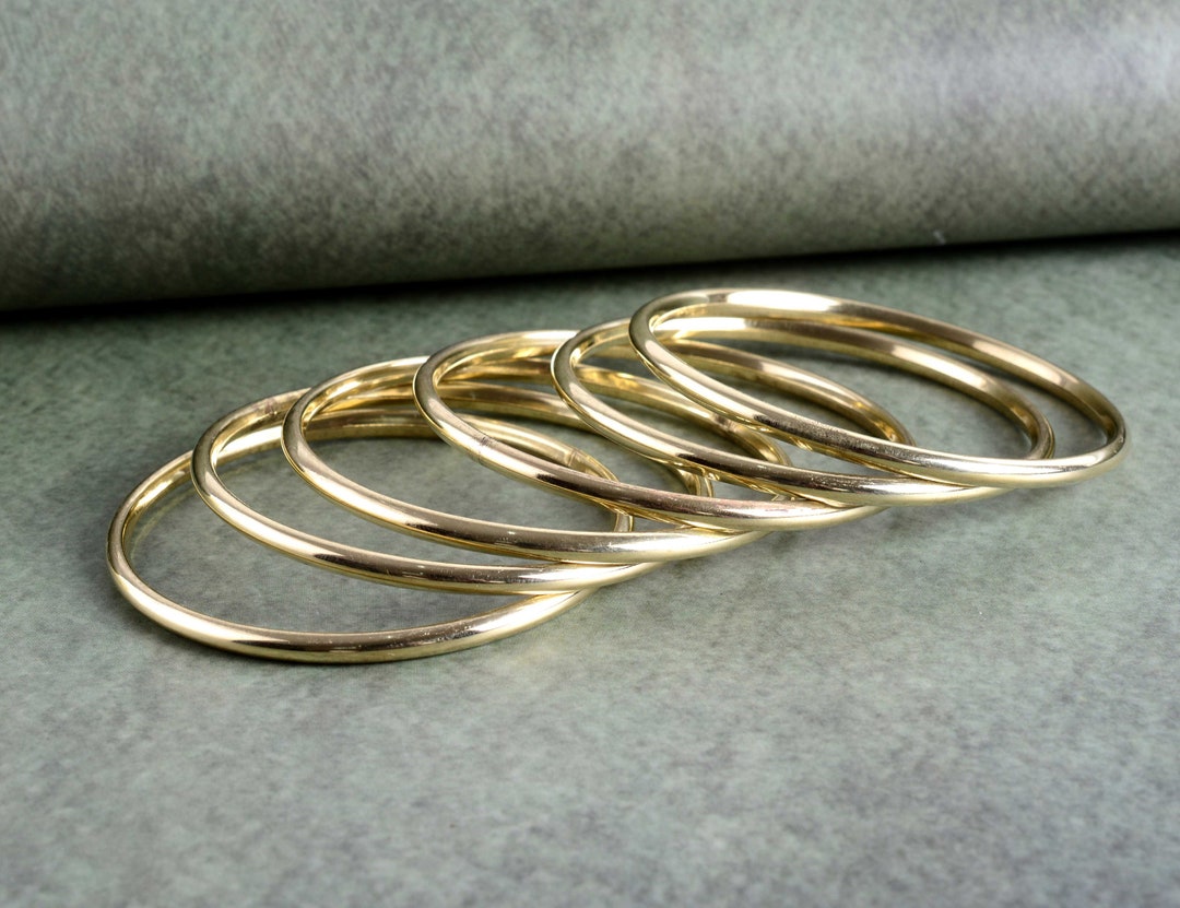 Gold Filled Stackable Bangle Bracelets: Set of 6, Simple Jewelry - Etsy