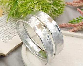 Handmade Hammered Silver Arm Cuff: Minimalist Upper Arm Band