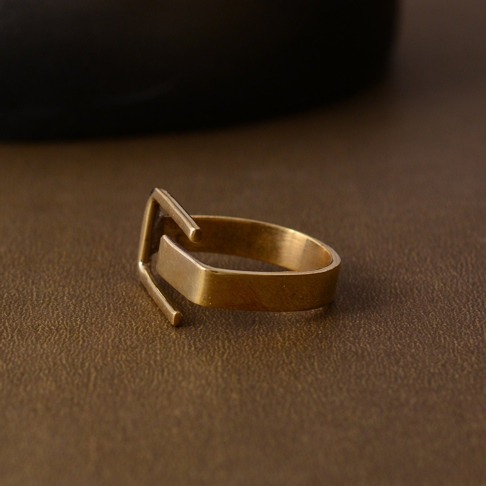 Gold Square Ring: Open Geometric Unisex Jewelry - Etsy