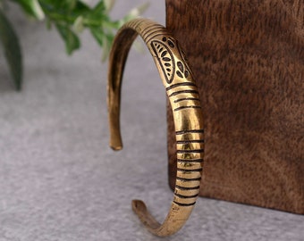 Rustic Brass Cuff Bracelet: Boho Jewelry