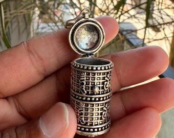 Brass Ear Spoon Jar Necklace: Silver Bottle Locket Pendant