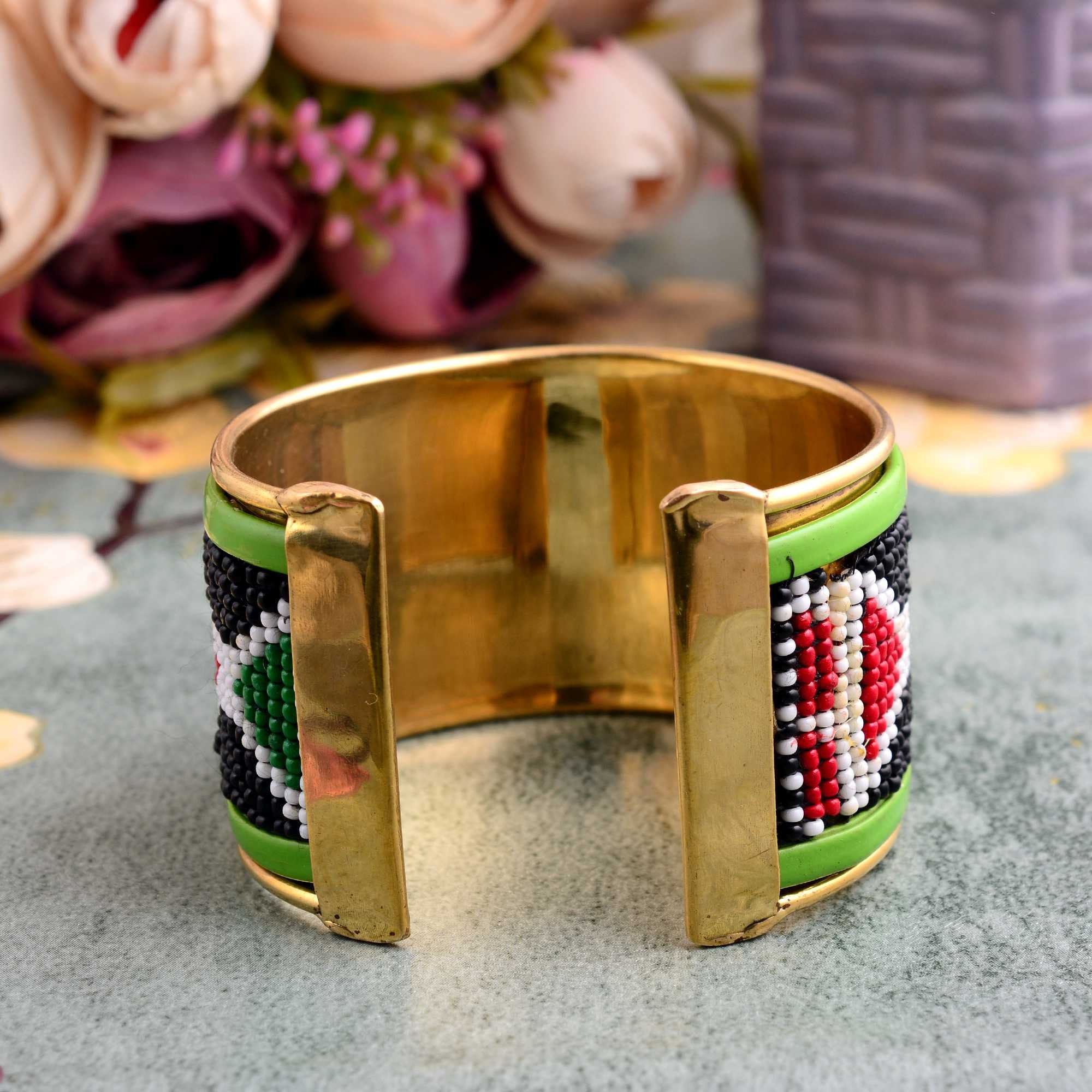 African Beaded Cuff Bracelet: Maasai Bangle, Tribal Jewelry - Etsy