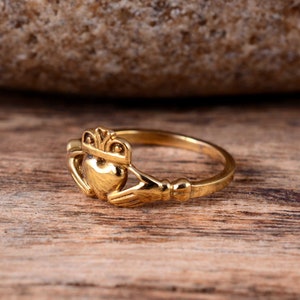 Gold Claddagh Ring, Tiny Celtic Irish Ring, Personalized Ring, Promise Ring, Birthday Gifts, Gift for Her, Boho Ring image 4