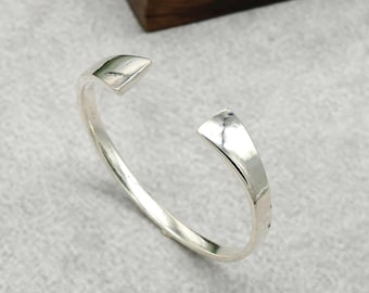 Silver Simple Adjustable Cuff Bangle-Unique Gift- Open Bangle Jewelry-Gift For Her-Valentines Day