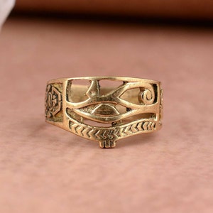 Handmade Horus Eye Ring: Gold Ra Egypt Mandala Ring