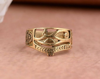 Handmade Horus Eye Ring: Gold Ra Egypt Mandala Ring
