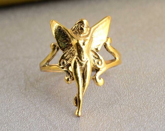 Handmade Brass Fairy Ring: Angel Design