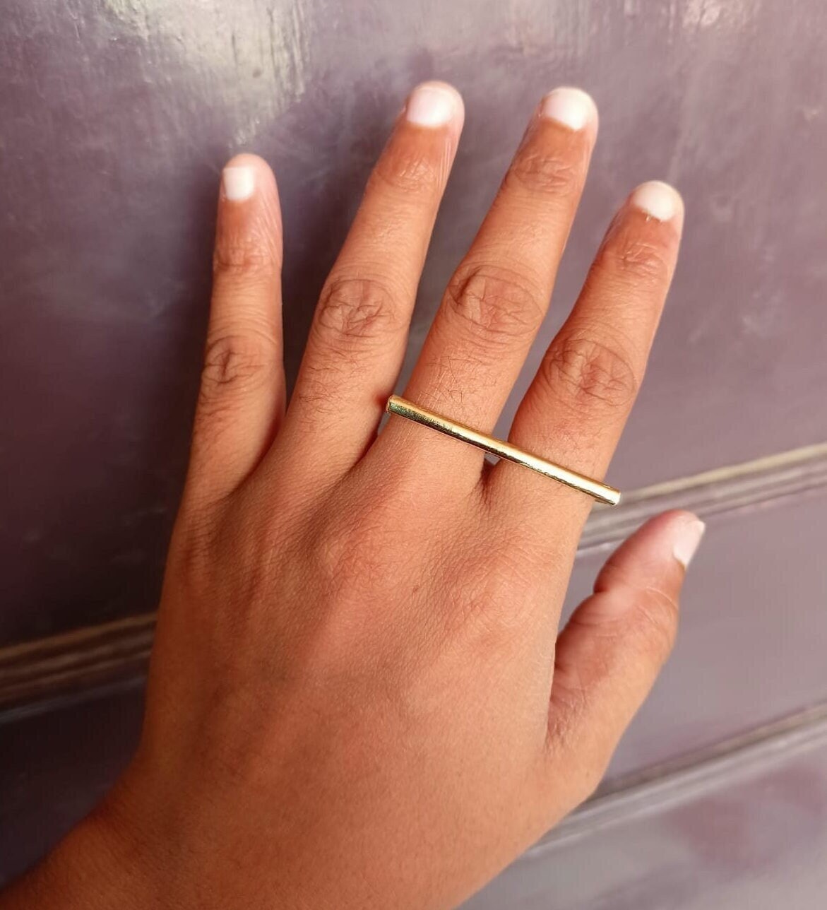 Gold Double Finger Ring. - Etsy