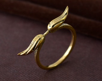 Adjustable Angel Wings Ring: Gold Feather Promise Ring