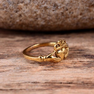 Gold Claddagh Ring, Tiny Celtic Irish Ring, Personalized Ring, Promise Ring, Birthday Gifts, Gift for Her, Boho Ring image 3
