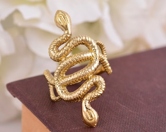 Gold Double Head Snake Ring: Bohemian Statement Jewelry