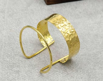 Handmade Brass Cuff Bangle, Vintage Style Indian Jewelry