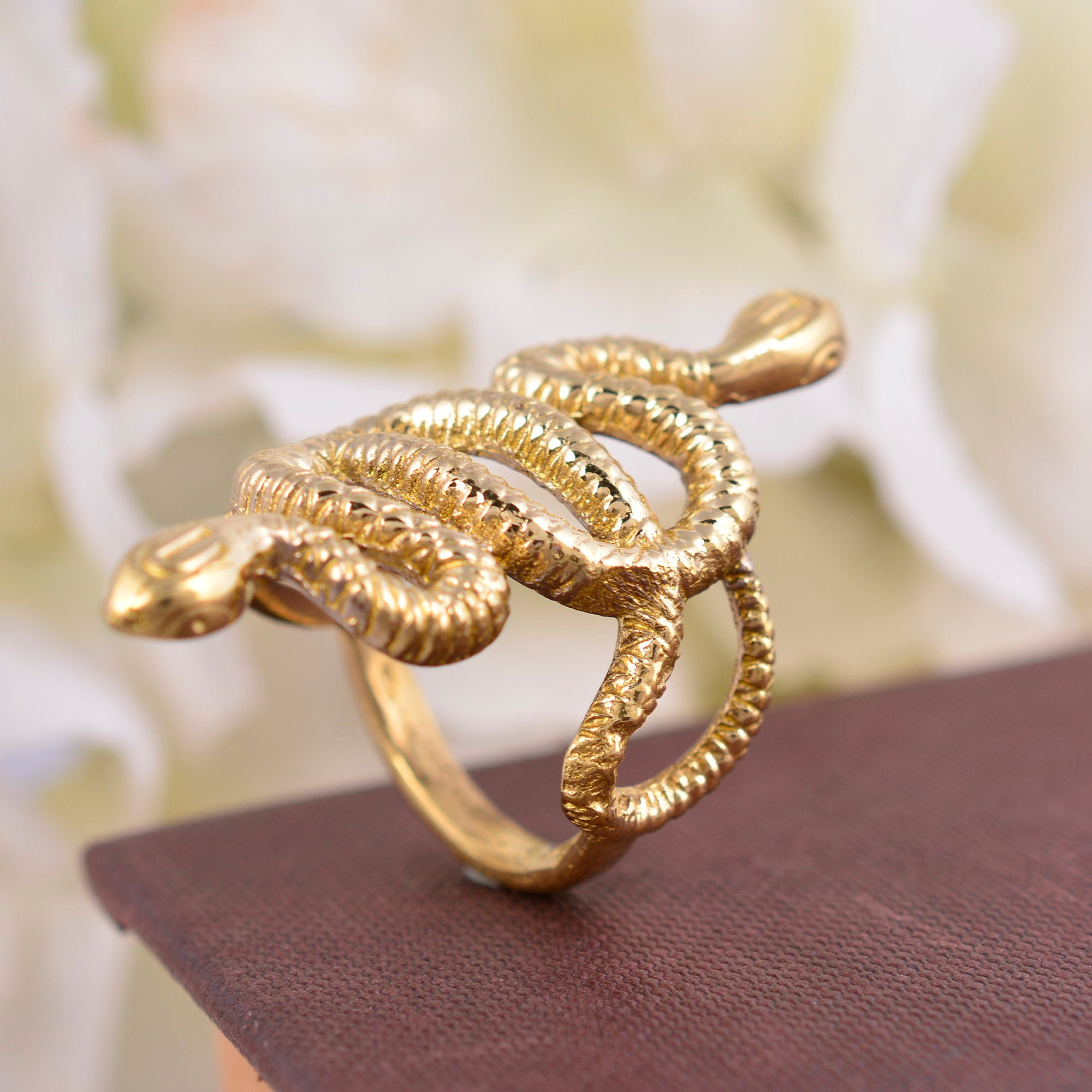 Gold Snake Ring, Snake Ring ,statement Ring, Double Head Serpent Band ...