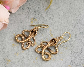 Gold Snake Hoop Earrings: Witchy Goth Serpent Jewelry