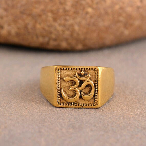 Bague Om pour homme Bague en laiton Bague ohm Bague de createur Bague vintage Bague delicate Bijoux faits main Bague de meditation Bague religieuse Bague de yoga Etsy France