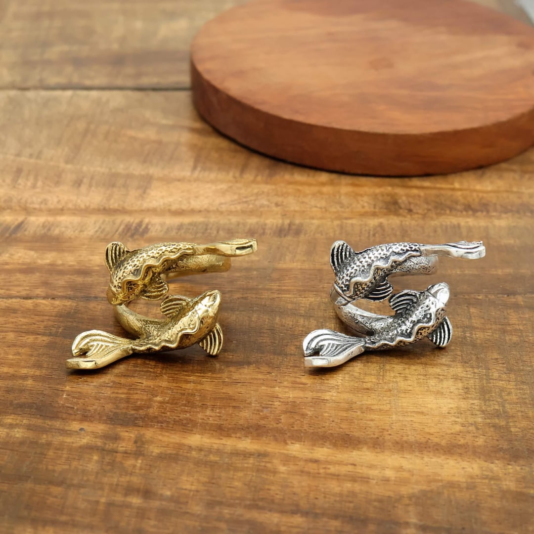 Gold Koi Fish Ring – Adjustable Koi Jewelry – Unique Animal Statement ...