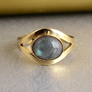 Labradorite Ring, Labradorite Jewelry, Brass Ring, Gold Ring, Engagement Ring, Statement Ring, Birthstone Ring Gift For Her