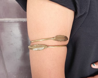 Upper arm cuff arm band wing handmade made of brass, jewelry