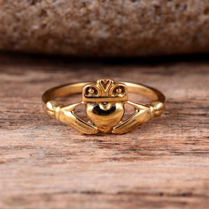 Gold Claddagh Ring, Tiny Celtic Irish Ring, Personalized Ring, Promise Ring, Birthday Gifts, Gift for Her, Boho Ring image 2