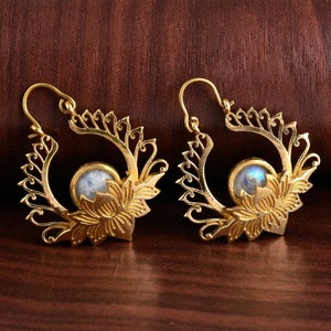 Labradorite Louts mandala Flower Earring