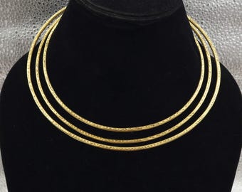 Brass Wire Choker Necklace Minimalist Layered Collar Boho Modern Jewelry, Handmade Festival.