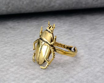 Gold Scarab Beetle Ring: Egypt-Inspired Lucky Jewelry