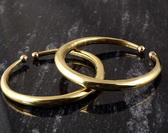 Adjustable Raw Brass Bangle Bracelet: Stackable Gold Cuff
