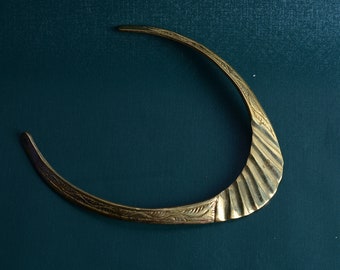 Tribal Brass Choker Necklace: Ethnic Gold Cuff Collar