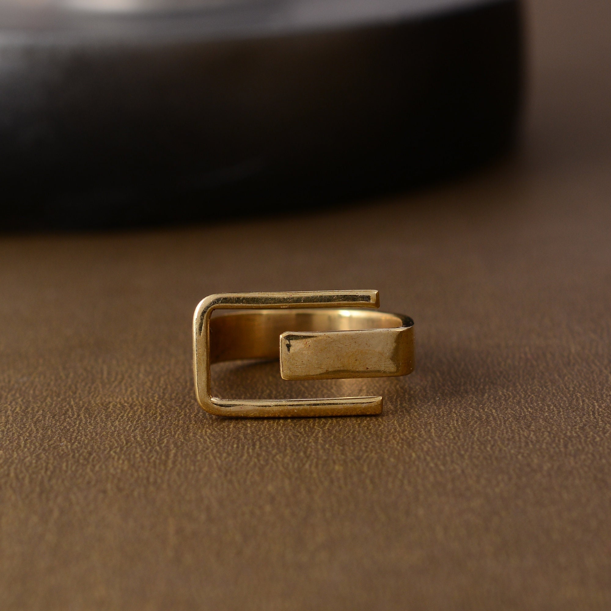 Gold Square Ring: Open Geometric Unisex Jewelry - Etsy