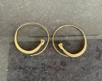 Ouroboros Snake Hoop Earrings: Serpent Animal Lover Gift
