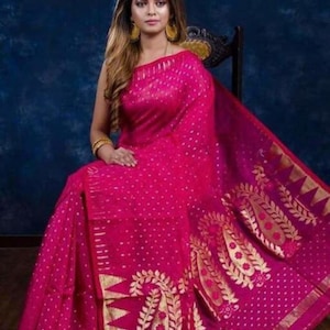 Jamdani Saree | Indian Bengali Traditional Rongoboti saree.(HANDLOOM SAREE)