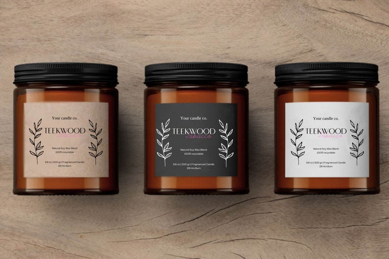 Printable Candle Templates, Candle Labels, Editable Labels, Modern ...