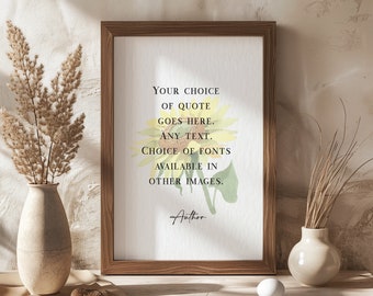 Personalised Quote Print Custom Any Quote Print Sunflower Wall Art Your Text Here Poster Floral Home Decor Custom Quote Print Gift Unframed