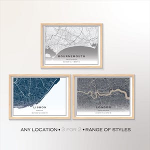 Custom City Map Print, Custom Any Location Prints, City Wall Art, 3 for 2 Offer, Personalised Hometown Poster, Favourite Place Map Print
