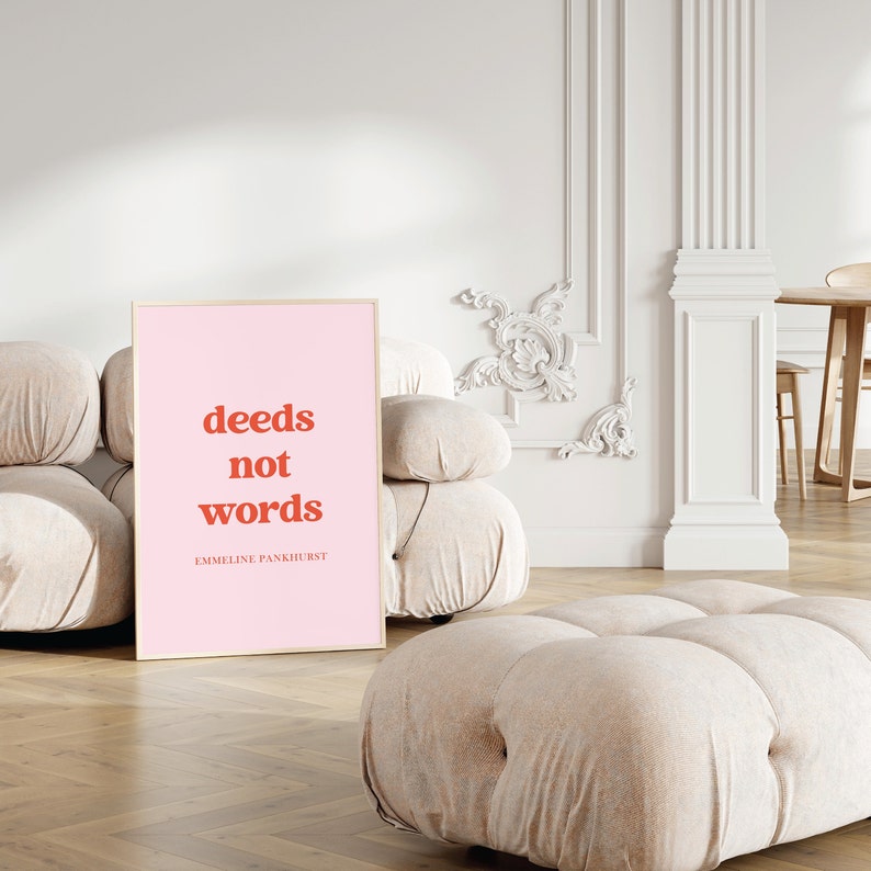 Emmeline Pankhurst Quote Print, Deeds Not Words Print, Suffragette ...